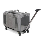 Portable Foldable Pet Carrier with Detachable Wheels Breathable Travel Rolling Dog Carrier for Small Medium Dogs Cats 33 Pounds