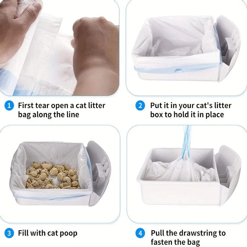 10 Rolls Portable Cat Litter Box Garbage Disposal Bags Pet Poop Bags Easy Cleanup Odor Control for Self-Cleaning Litter Boxes