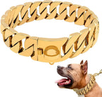Luxury Gold Chain Dog Collars Heavy-Duty Pet Collars Choke Cuban Dog Chain for Large Dog Products