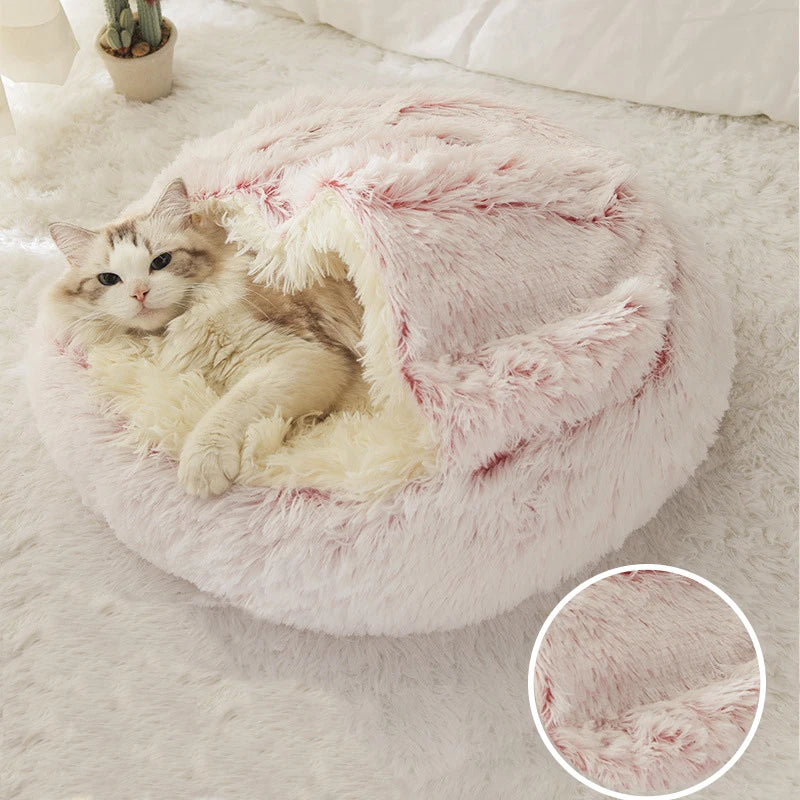 40CM Warm Cat Bed Mat Long Plush House Sofa Soft Sleeping Pet Basket for Dogs Bed Cats Nest Pet Bed Cushion Support Dropshipping