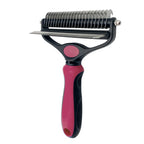 2 Sided Stainless Steel Pet Hair Remover Brush Comb for Dog Deshedding Mats & Tangles Grooming Tool