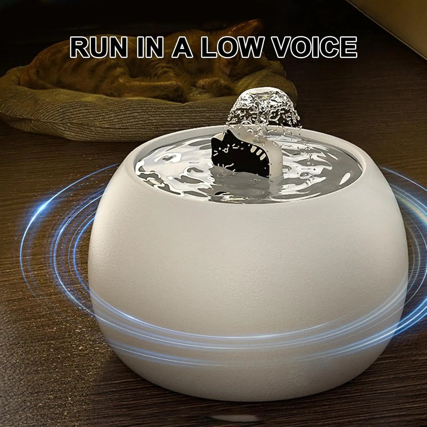 1.5L Automatic Cat Water Dispenser Fountain Rechargeable Pet Water Dispenser with Long-Lasting Filtered Sensor Ceramic Cat Bowl