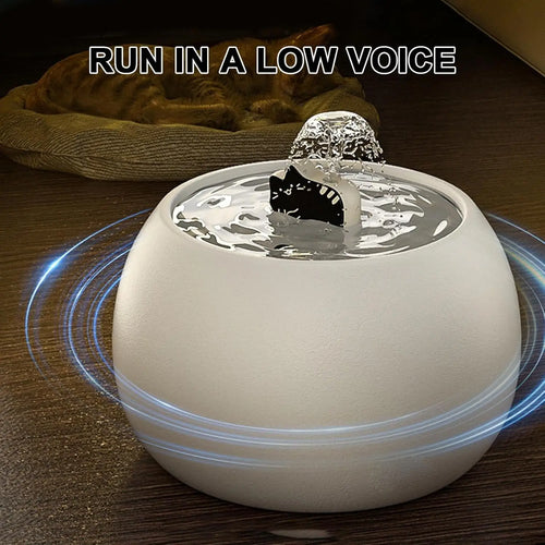 1.5L Automatic Cat Water Dispenser Fountain Rechargeable Pet Water Dispenser with Long-Lasting Filtered Sensor Ceramic Cat Bowl