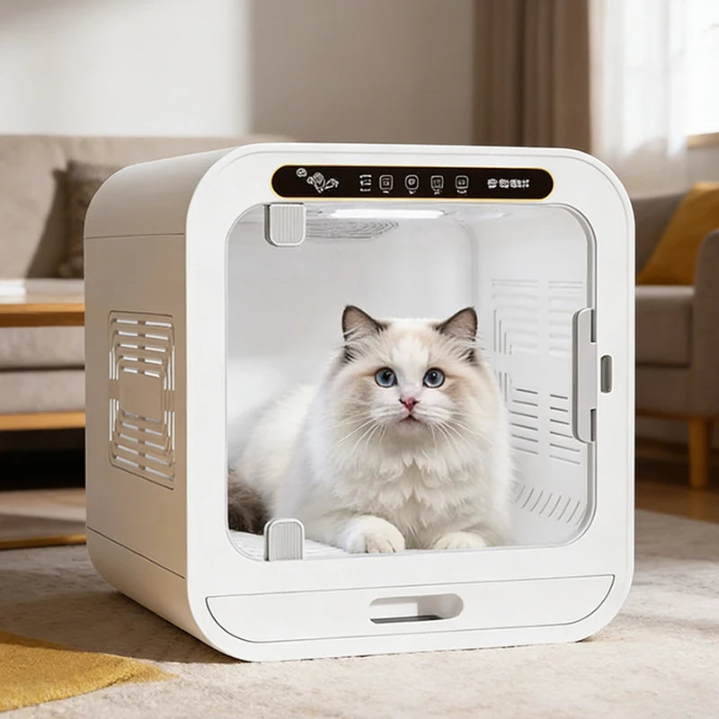72L Smart Dog Hair Dryer for Cat Quiet Automatic Pet Dryer Box Smart Temperature Control 360 Degree Cat Drying Box for Cat Puppy