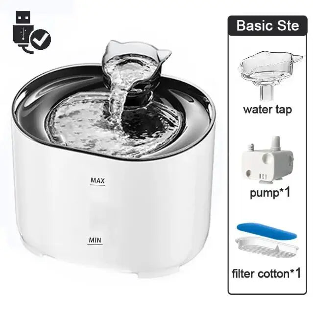 2.2L Automatic Cat Water Fountain Plastic Pet Water Dispenser with Recirculating Filtration System Cat Water Bowl
