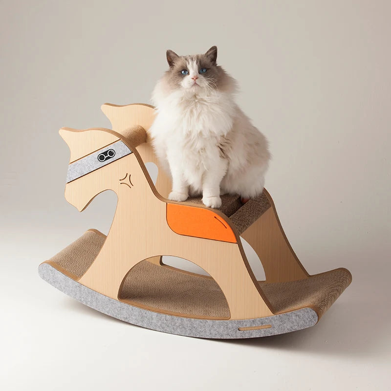 Petree Rocking Horse Corrugated Paper Cat Scratching Post Cactus Cat Scratcher Scratching Sisal Cat Tree Pet Toys