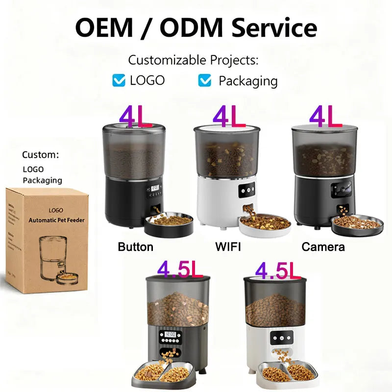 4L Automatic Cat Feeder Timed Food Dispenser Portable for Cats Patented Anti-Cockroach Design Easy Clean Ultra Quiet Pet Feeder