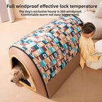 Plush Large Oversized Dog Kennel Modern Four Seasons Pet House with Removable Winter Cover for Golden Dogs in Summer Winter