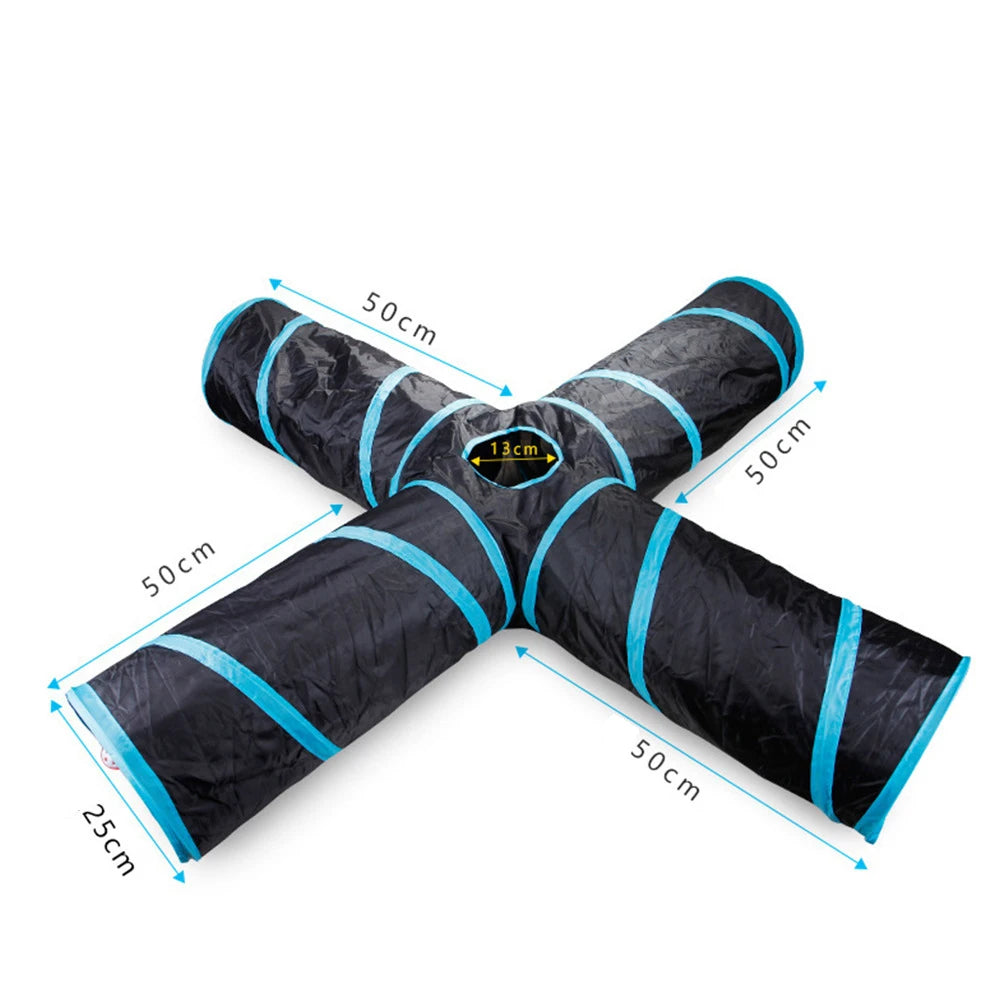 Interactive Eco-Friendly Cloth Cat Tunnel Toy 2/3/4/5 Tube Tunnels Extensible Collapsible Cat Play Tent Kitty Rabbit Small