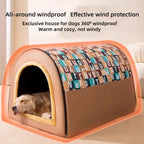 Plush Large Oversized Dog Kennel Modern Four Seasons Pet House with Removable Winter Cover for Golden Dogs in Summer Winter