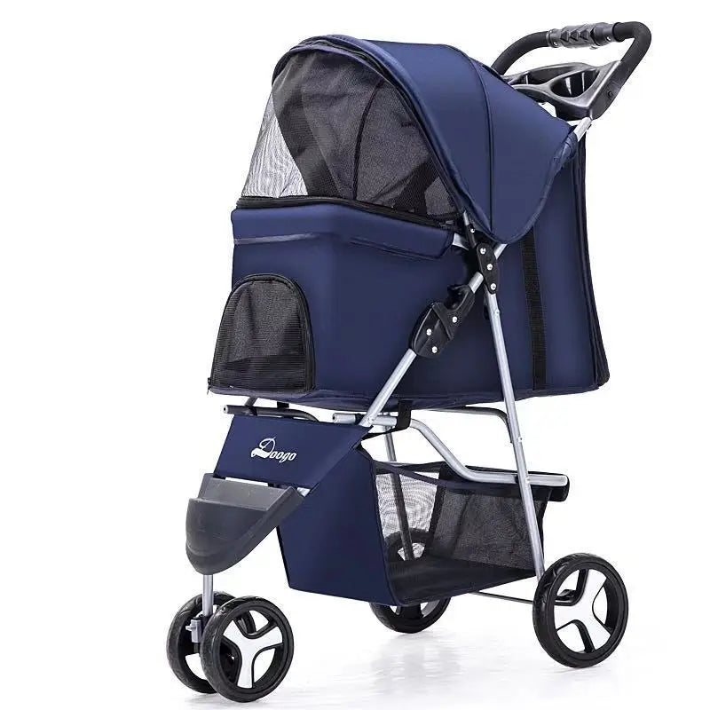 Dog Stroller Pet Trrolley for Small Medium Dogs Cats Foldable Dog Jogging Cage Travel Carrier with Cup Holder and Storage Basket