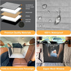 Backseat Extender for Dogs Waterproof Hard Bottom Dog Car Seat Cover with Door Covers Seat Extender with Mesh Window and Storage