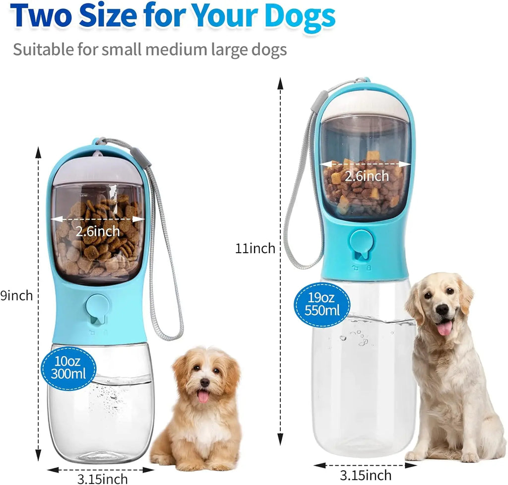 3 in 1 Dog Water Bottle Pet Bowls & Feeders Dog Water Bottle with Food Storage 550ml Outdoor Travel Pet Water Bottle