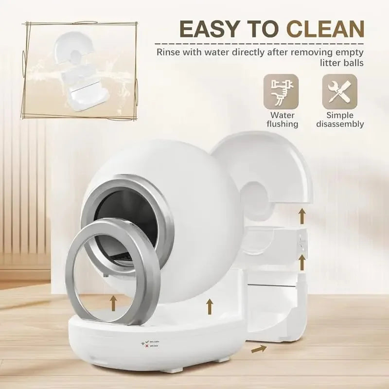 Self Cleaning Plastic Cat Litter Box 65L Extra-Large Capacity Automated Multiple Cats APP Control Safe Low Noise
