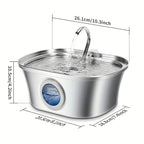3.2L Automatic Cat Water Fountain LCD Display Stainless Steel Boat Shape Water Level Window Smart Pet Water Dispenser