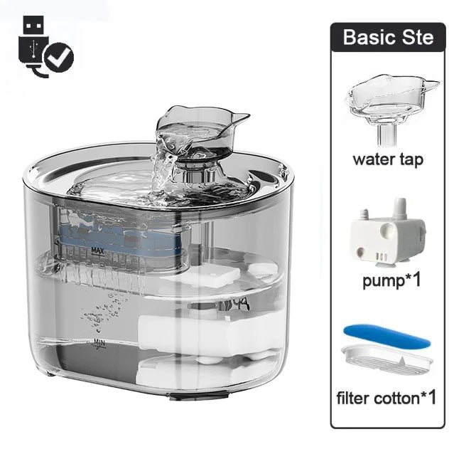 2.2L Automatic Cat Water Fountain Plastic Pet Water Dispenser with Recirculating Filtration System Cat Water Bowl