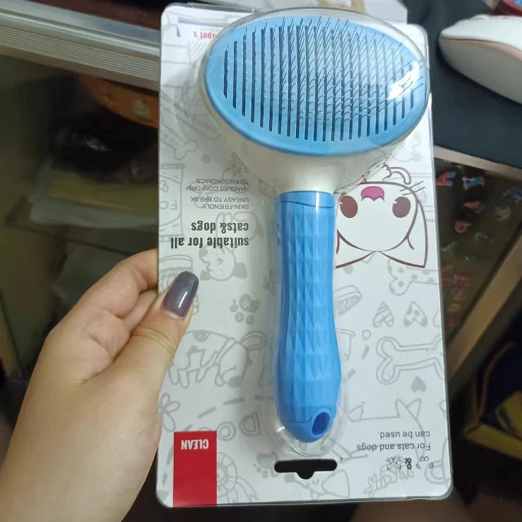 Pet Dog Hair Remover Brush Cat Comb Grooming and Care Dog Brush Stainless Steel Comb for Long Hair Dogs Self Cleaning Pet Brush