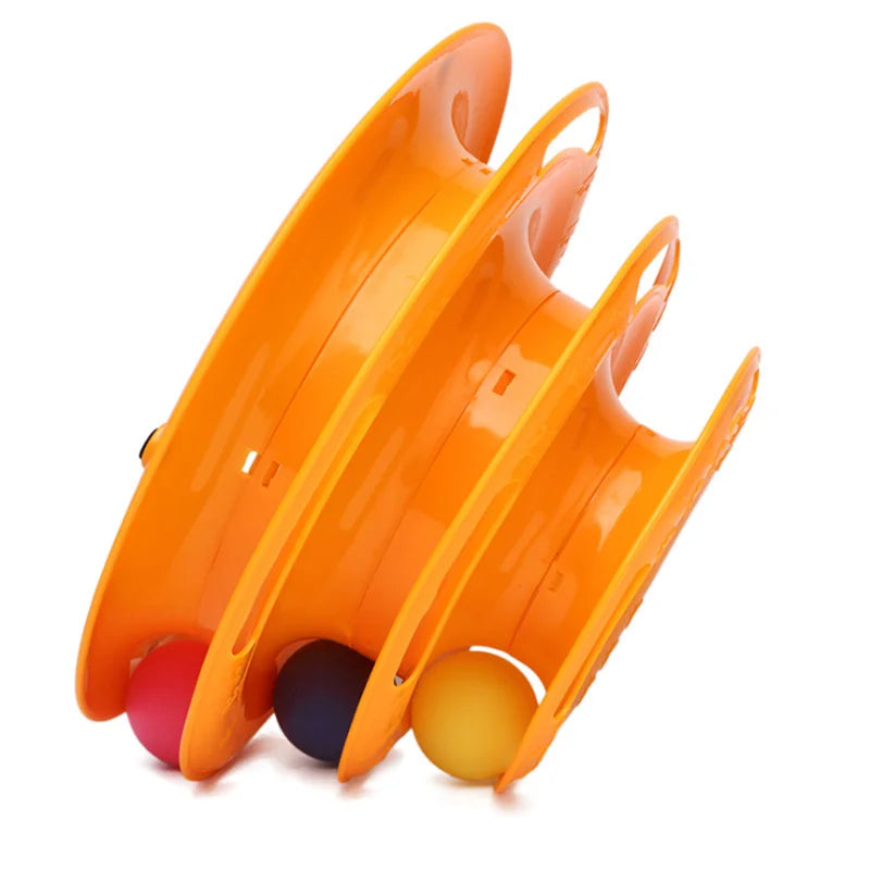 3-Level Interactive Plastic Cat Toy Pet Training Roller Amusement Plate Balls Puzzle Mental Physical Exercise Sustainable