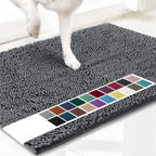 Microfiber Dog Door Mat for Indoor Outdoor Quick Dry Chenille Entryway Carpet Non-Slip Absorbent for Summer Winter Soft Pet Rug