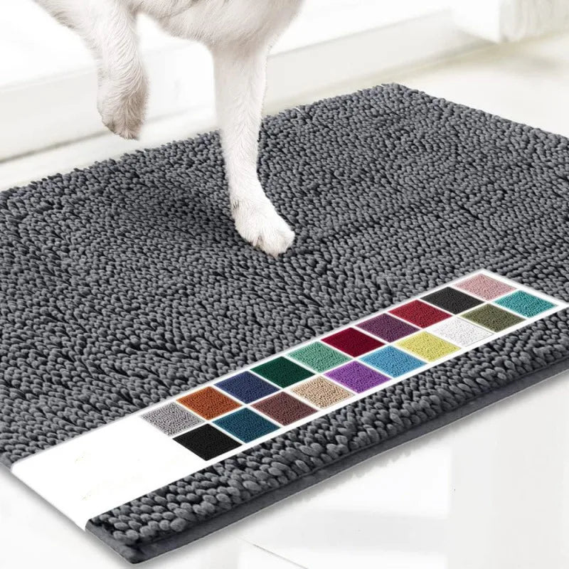 Microfiber Dog Door Mat for Indoor Outdoor Quick Dry Chenille Entryway Carpet Non-Slip Absorbent for Summer Winter Soft Pet Rug