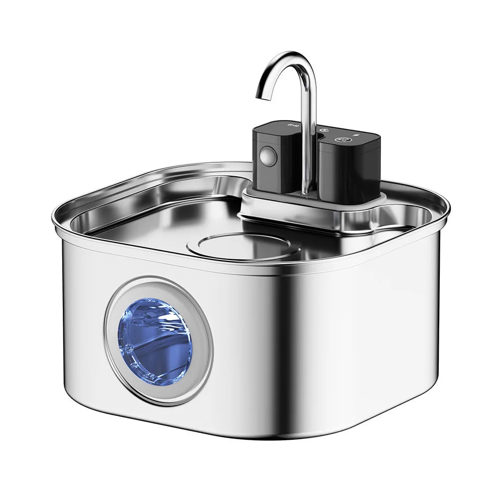 OEM 108oz/3.2L Stainless Steel Wireless Cat Water Fountain 4000mah Battery Operated Automatic Cat Water Dispenser Cat Fountain