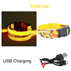 USB Rechargeable Dog Collar Light Luminous Flashing Glowing Bright Nylon Electronic Pet Reflective LED Dog Collar Night Safety