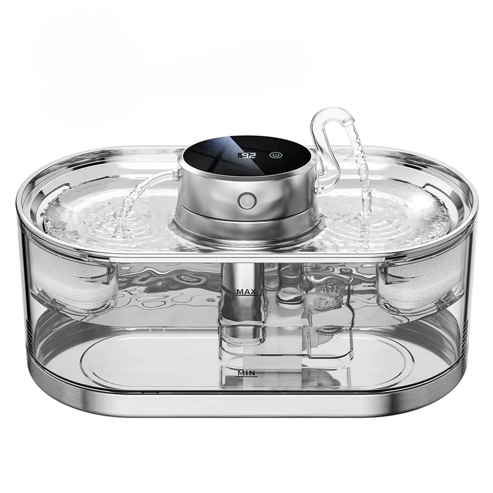 OEM 3L Automatic Pet Water Fountain Stainless Steel Cat Water Fountain USB 5000mah Transparent Drinker Feeder Water Dispenser