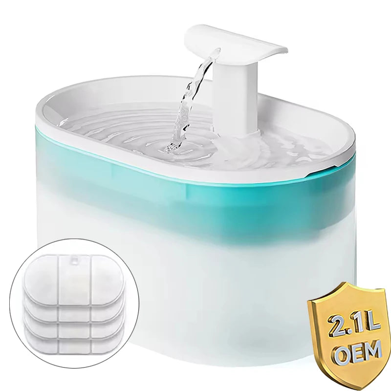 Cat Water Fountain 2.1L Ultra Quiet Plastic Pet Water Fountain for Cats BPA-Free Cat Fountain for Drinking Pet Water Dispenser