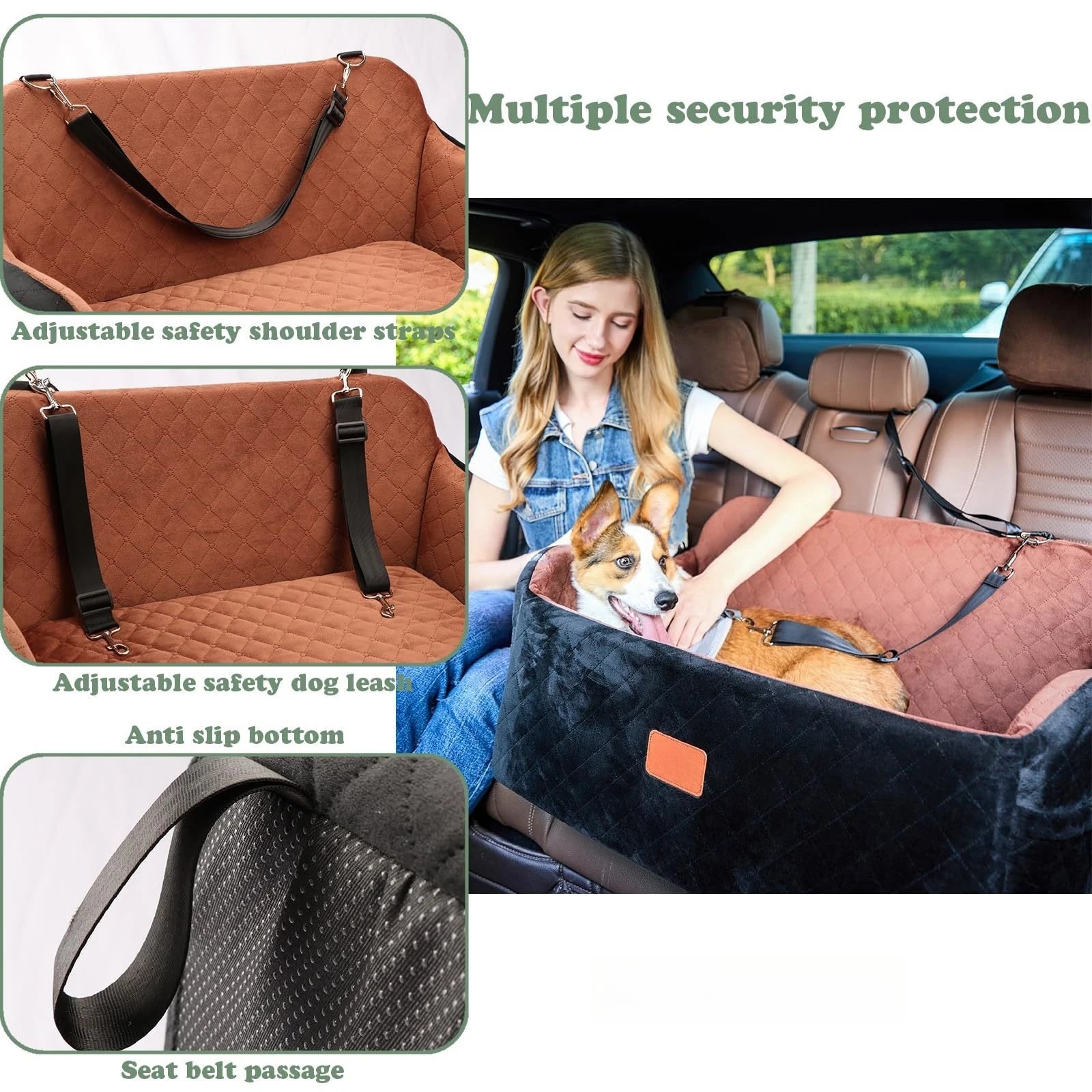 Custom Detachable Dog Car Seat Memory Foam Dog Booster Seat Travel with Storage OEM ODM Bag Dog Beds for Medium Large Dogs