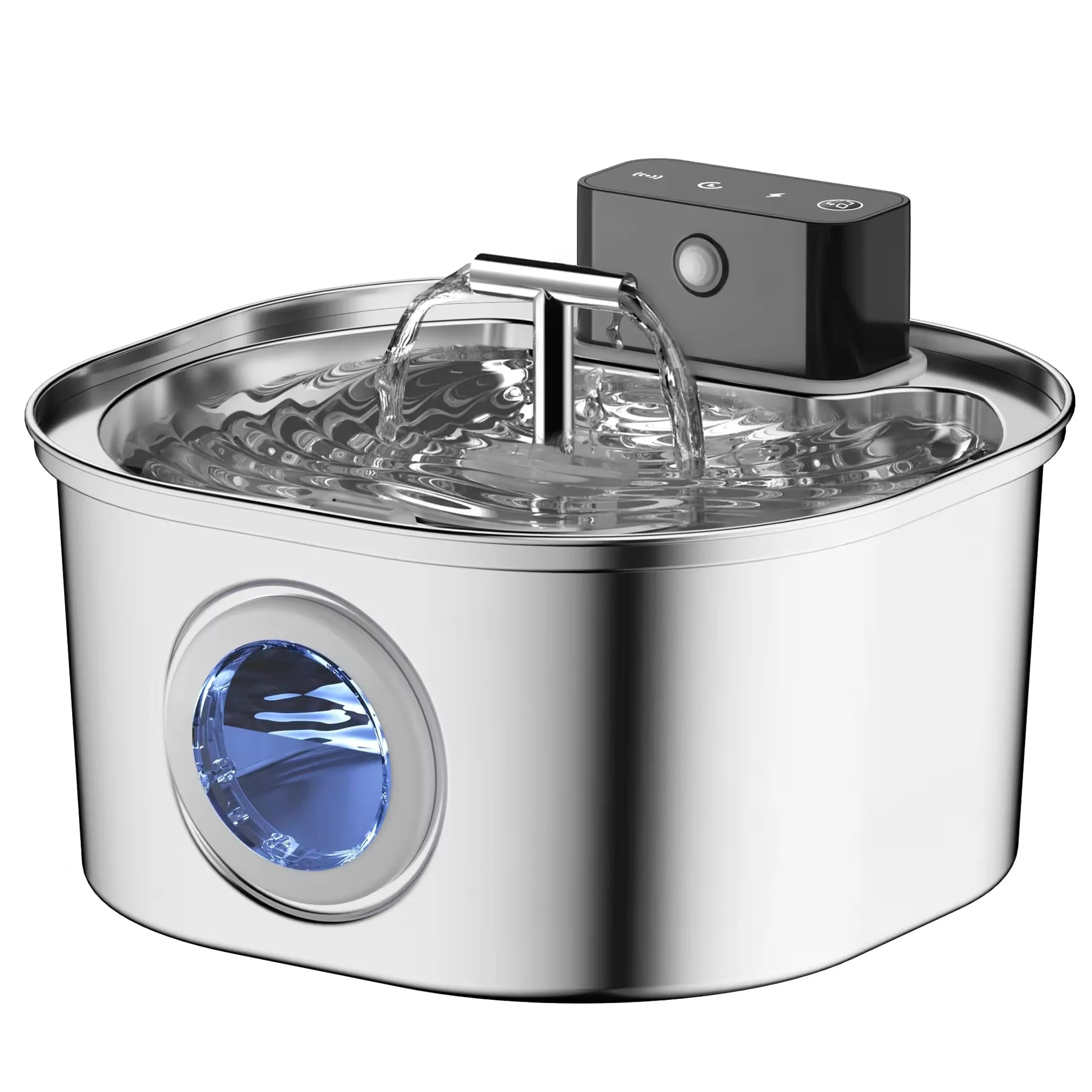 OEM 108oz/3.2L Stainless Steel Wireless Cat Water Fountain 4000mah Battery Operated Automatic Cat Water Dispenser Cat Fountain
