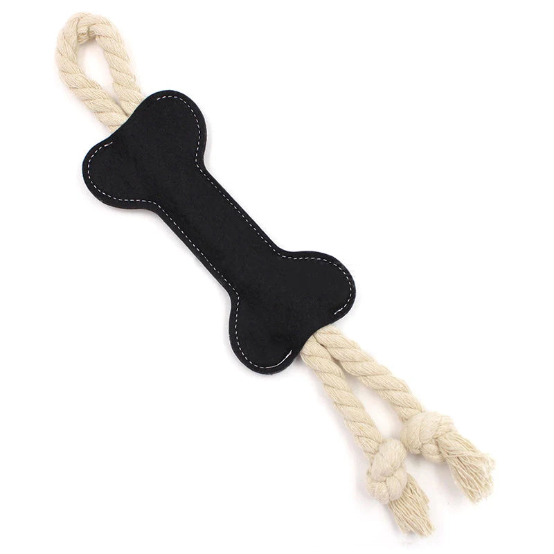 Puppy Dog Chew Toy Bone Shape Felt Material Tearing Rope Knot Interactive Teeth Cleaning and Pet Training Tool