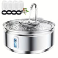 4pcs Filters Automatic Cat Fountain 3.2L/108oz Stainless Steel Pet Water Fountain for Cats Drinking Bowl Cat Water Dispenser