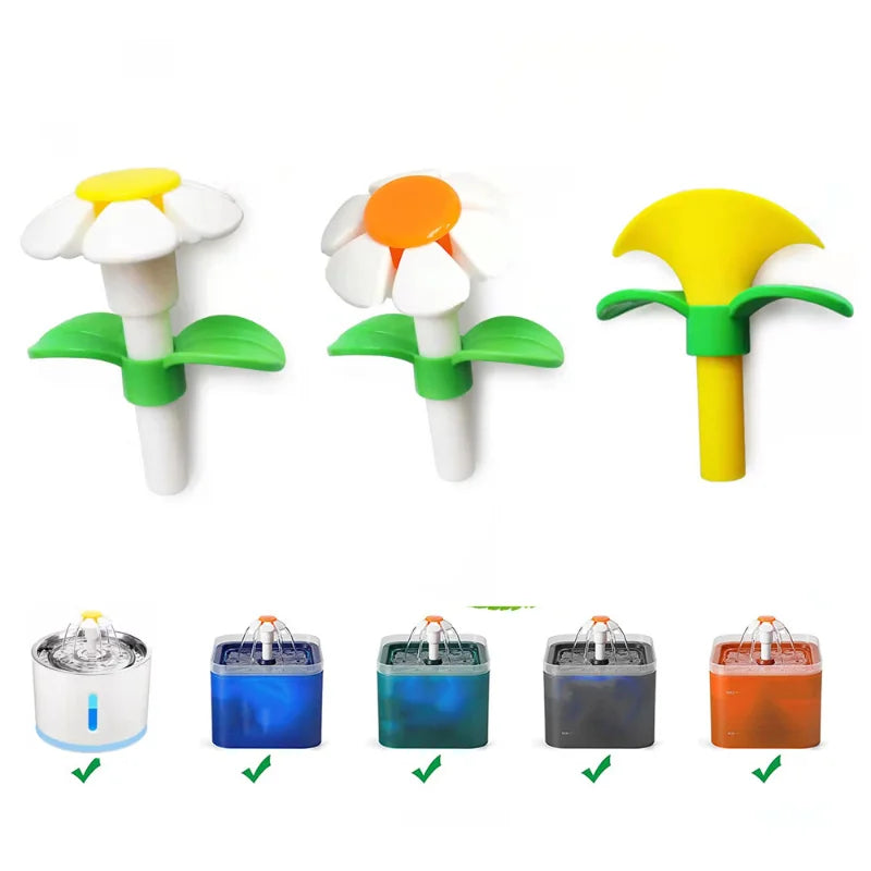 Handmade Plastic Flower Water Tap for Pet Drinking Fountain Replaces Bowl Dispenser Provides Fresh Water for Cats and Dogs