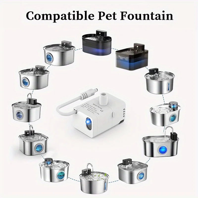 Replacement Pump for Pet Water Fountains Ultra-Quiet Water Pump for 2.2L & 3.2L Cat Water Fountain Suitable for Cats Dogs