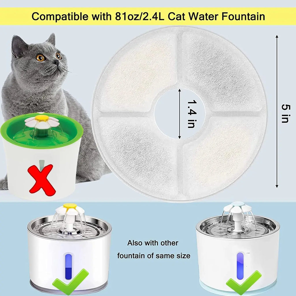 12-Pack Automatic Cat Water Fountain Filters 81oz/2.4L Pet Fountains 3 Filtration Systems Replacement Bowls 2.4L Cat Pet