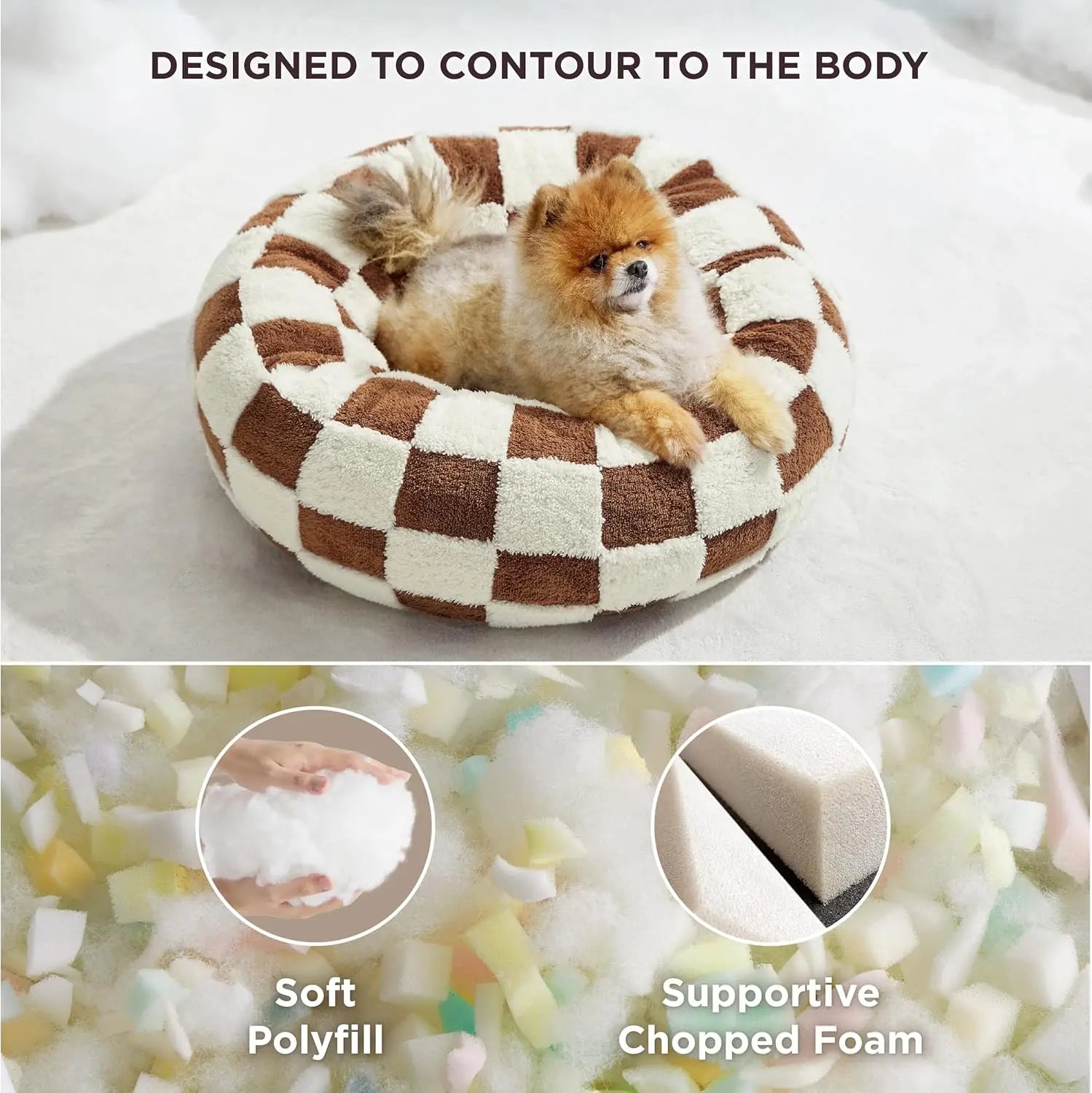 Donut Small Dog Bed Round Cat Beds for Indoor Cats Anti-Anxiety Calming Pet Beds Washable Cute Modern Cat Nest