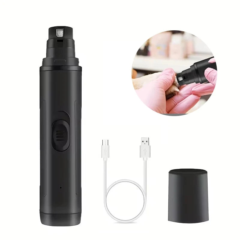 Rechargeable 2-Speed Pet Nail Grinder Plastic Grooming Tool for Cats and Dogs Quieter and Safer Cat Nail Clipper