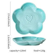 Gradient Color Ceramic Cat Bowl with Plum Blossom Design and Wooden Stand Anti-Slip Cat & Dog Feeding Dish for Neck Protection
