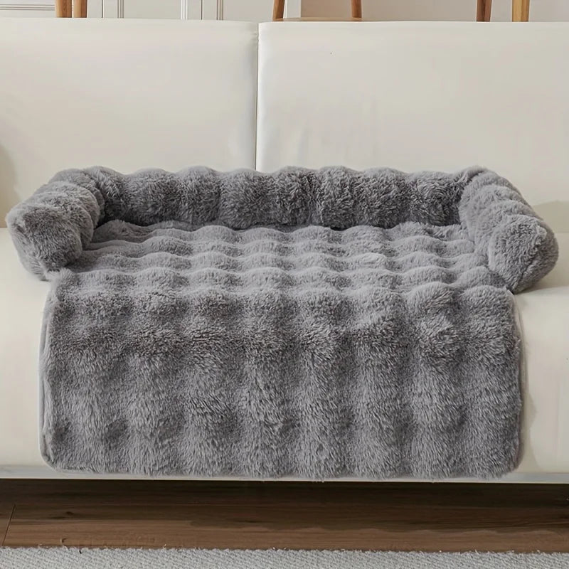 Custom Winter Comfortable Pet Dog Bubble Imitation Rabbit Fur Pet Bed Thickened Warm Anti-Slip Soft Pet Pad Cat Bed Dog Bed
