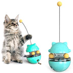 Eco-Friendly Plastic Cat Teaser Stick Slow Feeder Ball Funny Tumbler Food Dispenser for Kitten Pets Supplies