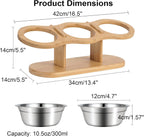Elevated Dog Bowls Raised 15 Degree Pet Bowls for Cats Small Dogs Raised Wooden Dog Food Feeder with 3 Stainless Steel Pet Bowls