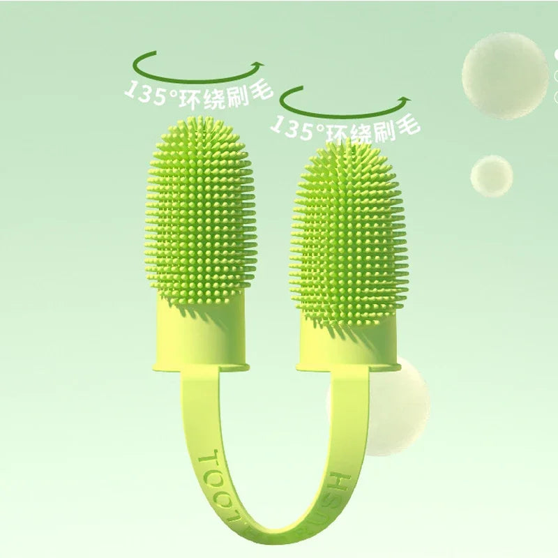 Soft Dog Finger Brush Toothbrush Double Headed Pet Toothbrush Dog Cleaning Breath Care TPR Designer Dog Brush Pet Supplies