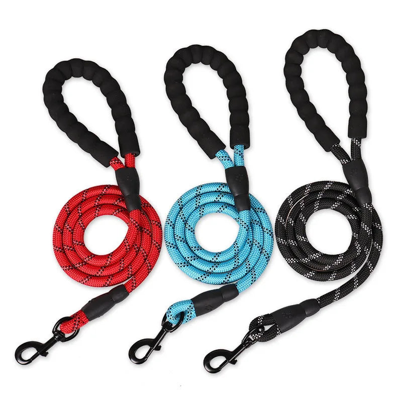 1.5M Comfortable Dog Training Leash Reflective Padded Handle Strong Heavy Duty Nylon Rope Durable Personalized Striped Pattern