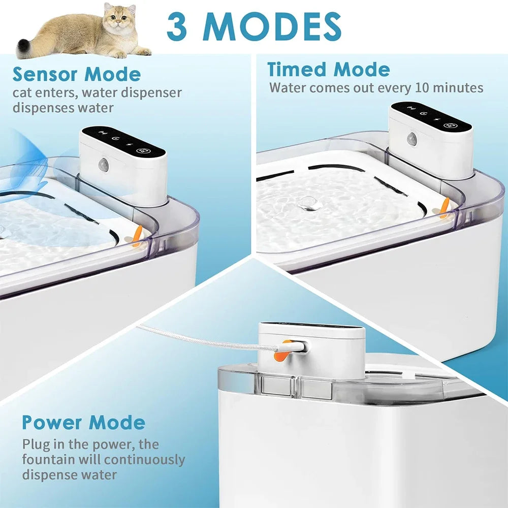 3L Wireless Cat Water Fountain with 5200mAh Battery Smart Motion Sensor Ultra Quiet Automatic Pet Drink Dispenser OEM ODM