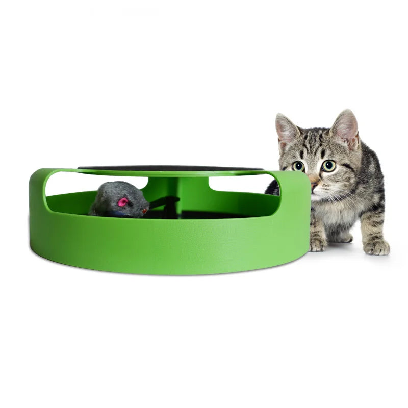 Cat Training Toys Play Scratch Funny Mouse Play Kitten Toy Cat Interactive Cat Toys with Moving Mouse Inside Roped Faux
