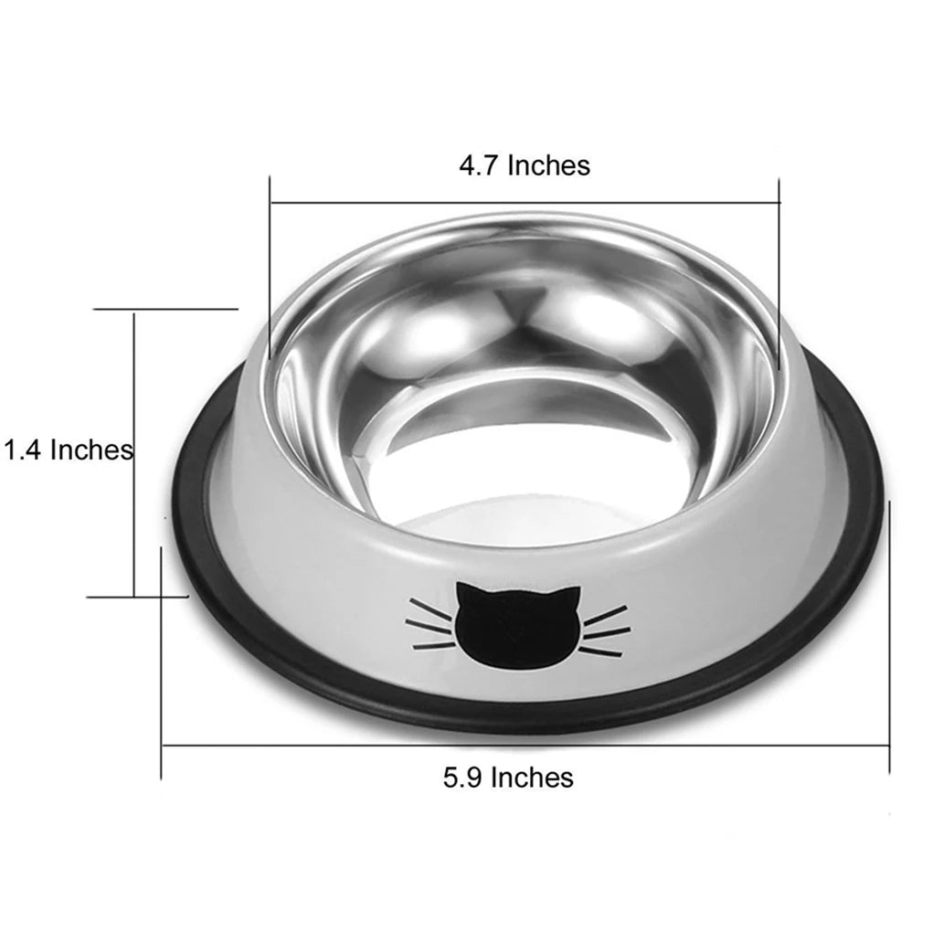 Stainless Steel Cat Bowls Pet Steel Bowl Set Food Water Bowl for Dogs and Cats Anti-skid Feeder Supplies for Small Dogs Cats