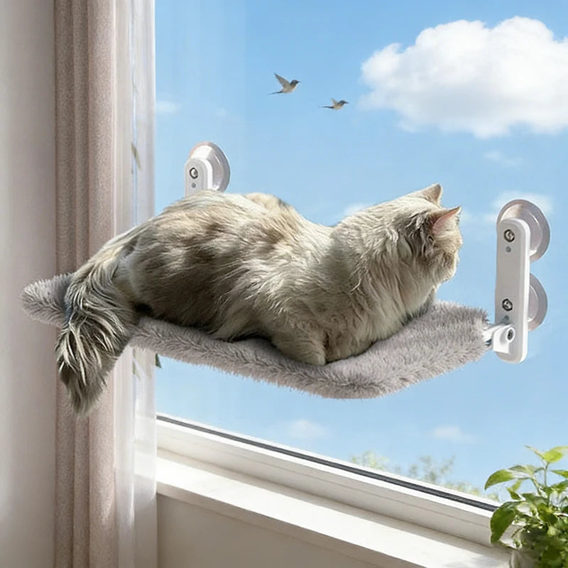 Wholesale Plastic Folding Cat Hammock with Plush Mesh Window Wall Bed Dual Suction Cup Cat Window Perch