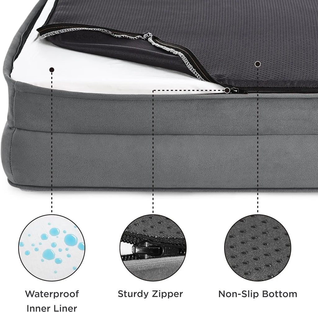 Customized LOGO Orthopedic Dog Bed for Medium Dogs Waterproof Sofa Bed Foam Pet Couch Removable Washable Cover Waterproof Lining