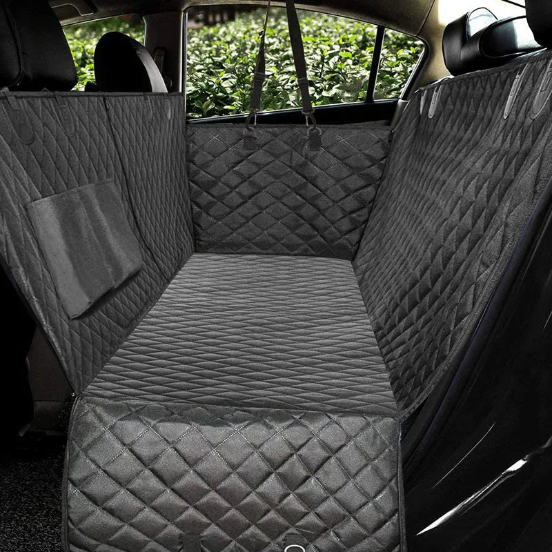 Extended Dog Car Seat Cover for Back Seat Extra Larger with Safety Belt Hard Bottom Car Back Seat Extender Dogs Fit for All Cars
