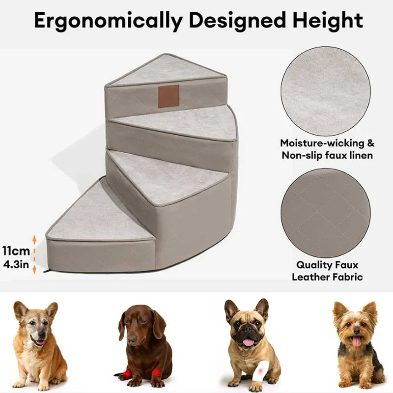 Custom Luxury Modern Foldable Waterproof Cotton Removable Spiral Pet Stairs Step Ease Anti-scratch Cover Dog Stairs